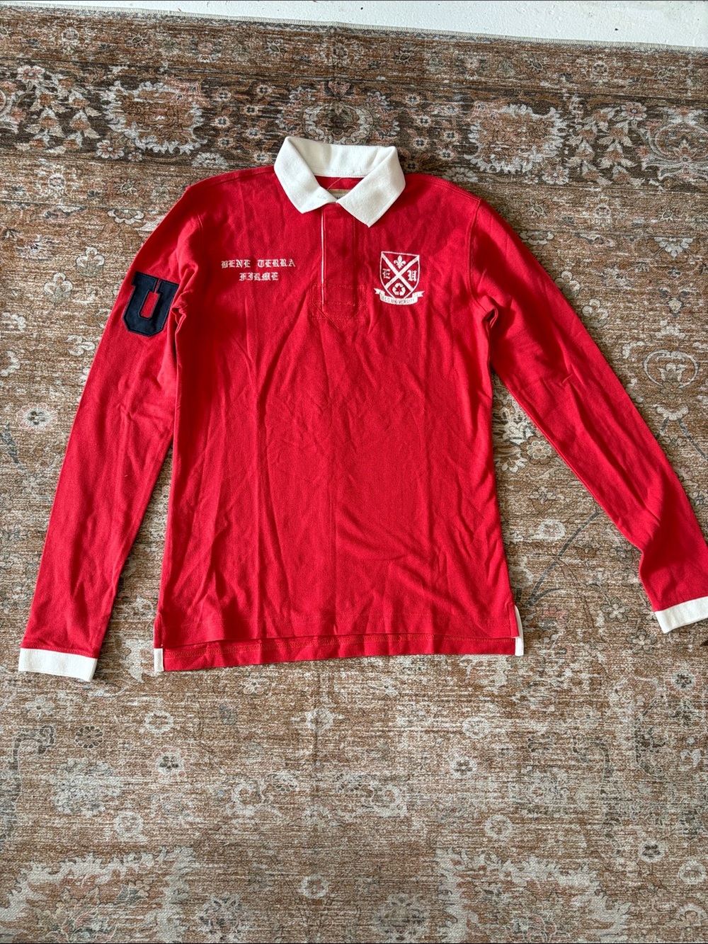 Polo by Ralph Lauren Red Long-Sleeve Rugby with White Collar